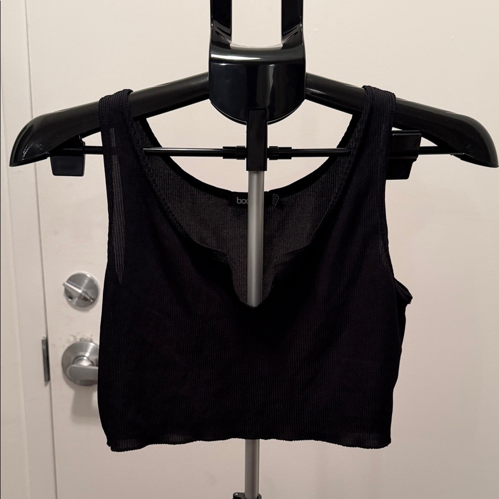 Boohoo Black Ribbed Crop Top